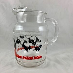 Red and Black FDR's Fala Scotty Dog American Glass Pitcher, circa 1930-1940